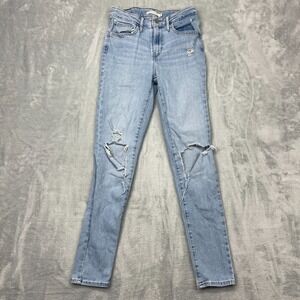 Levi's Jeans Womens 27x30 Blue Denim Distressed Red Tab 721 High Rise Skinny Leg
